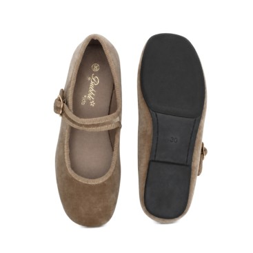 Merceditas taupe de terciopelo para niña Bubble Kids