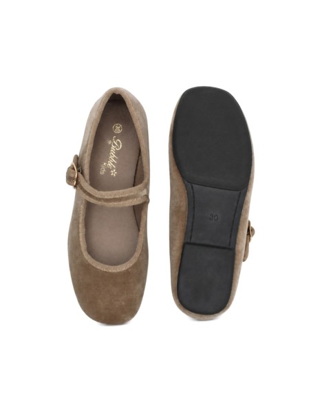Merceditas taupe de terciopelo para niña Bubble Kids