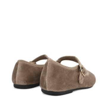 Mercedita taupe terciopelo niña vista trasera