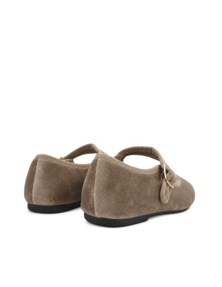 Mercedita taupe terciopelo niña vista trasera