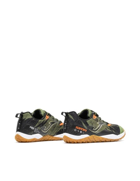 Zapatillas Joma Sima Junior infantiles verdes y negras vista trasera
