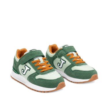 Zapatillas Joma Tornado niño verdes con cordones camel