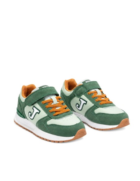 Zapatillas Joma Tornado niño verdes con cordones camel