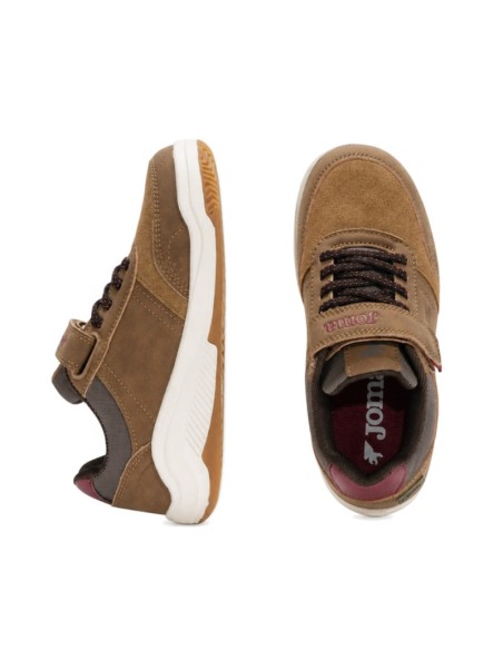 Zapatillas urbanas niño marrones Joma Jarama Jr con velcro y cordón elástico