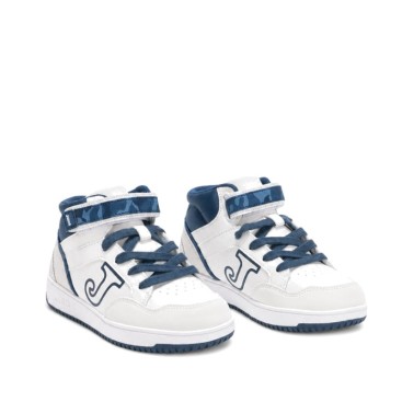 Zapatillas botín niño blancas Joma Berry con cierre de cordones y velcro