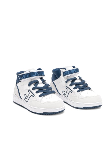Zapatillas botín niño blancas Joma Berry con cierre de cordones y velcro