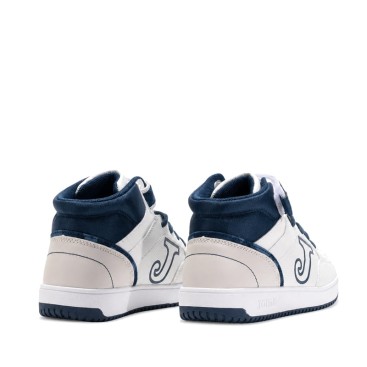 Botín deportivo niño blanco Joma Berry vista trasera azul marino