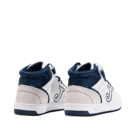 Botín deportivo niño blanco Joma Berry vista trasera azul marino