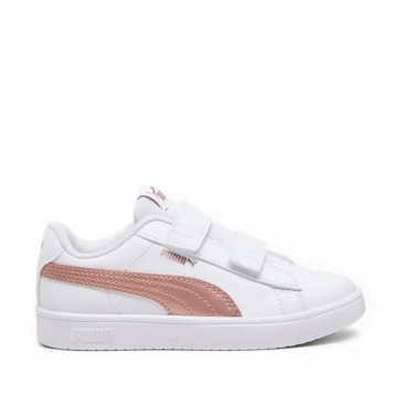 Puma Rickie Classic V blanco rosa vista lateral