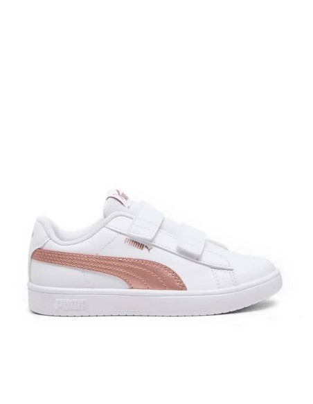 Puma Rickie Classic V blanco rosa vista lateral