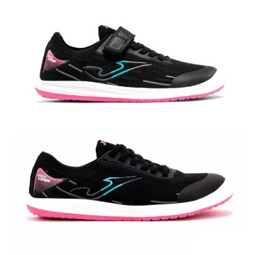 zapatilla deportiva joma barefoot Viper negra y rosa