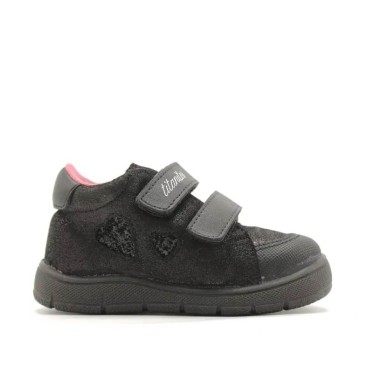 ZAPATILLAS abotinadas para niña NEGRAS BRILLO