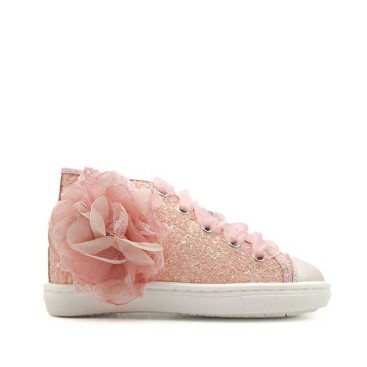 Botines bebe niña rosas con brillos
