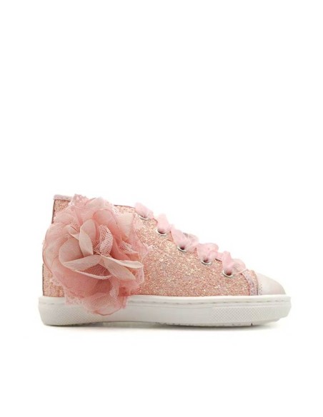 Botines bebe niña rosas con brillos