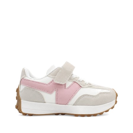 Zapatilla N Kids blanco y rosa