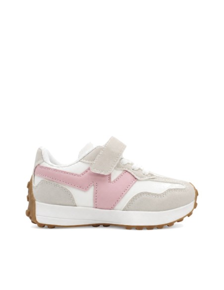 Zapatillas de niña blancas y rosas con cierre de velcro