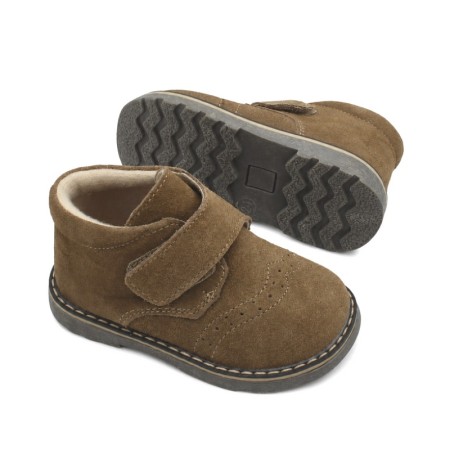Botines de niño de serraje con suela de goma
