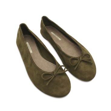 Bailarinas mujer verdes Corina M5590 de antelina con lazo