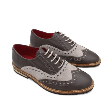 Zapatos Oxford hombre gris con picado