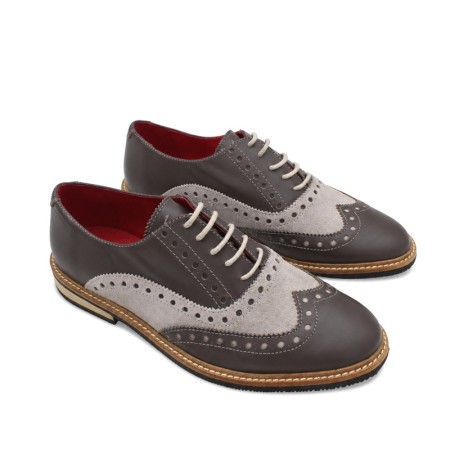 Zapatos Oxford hombre gris con picado