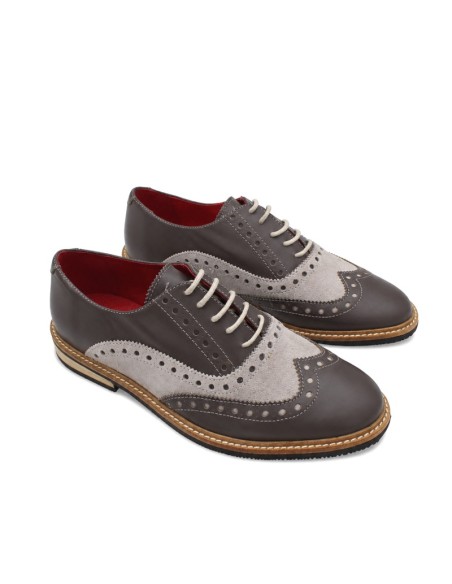Zapatos Oxford hombre gris con picado