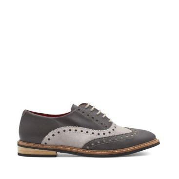 Zapatos Oxford gris hombre de piel y serraje