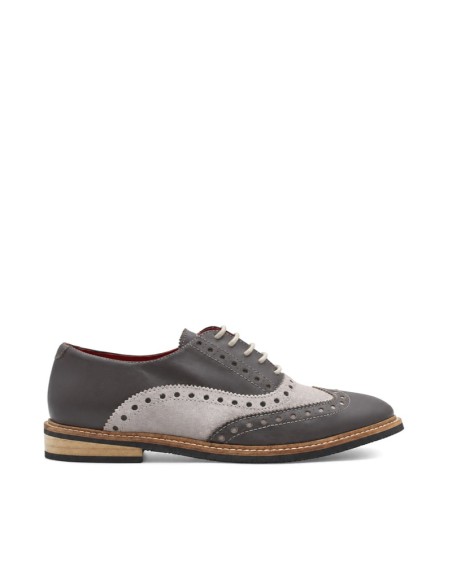 Zapatos Oxford gris hombre de piel y serraje