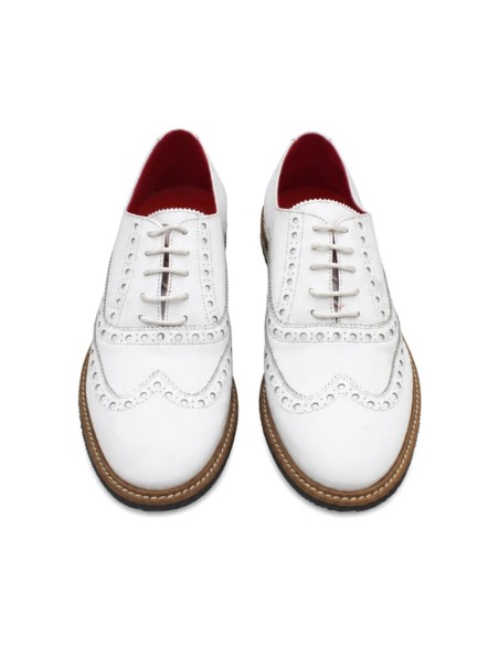 Zapato Oxford blanco elegante para hombre con diseño brogue