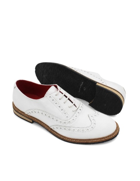 Zapatos Oxford blancos de hombre con cordones y suela de goma