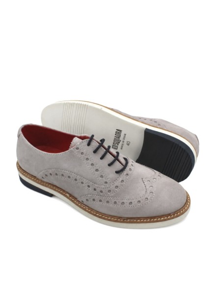 Zapatos grises hombre de serraje con interior de piel