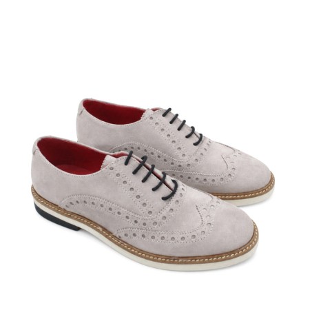 Zapatos Oxford grises hombre con picado decorativo y suela ligera