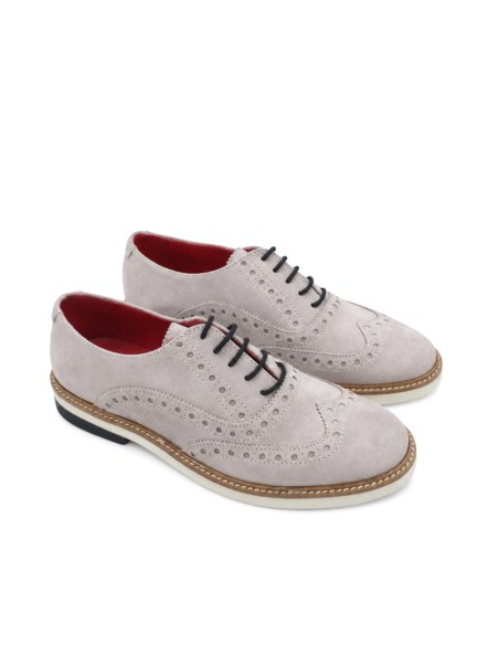 Zapatos Oxford grises hombre con picado decorativo y suela ligera