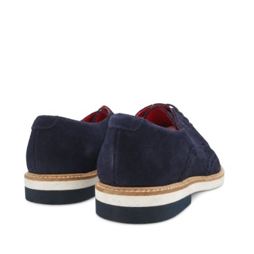 Zapatos Oxford hombre azul marino vista trasera con suela clara