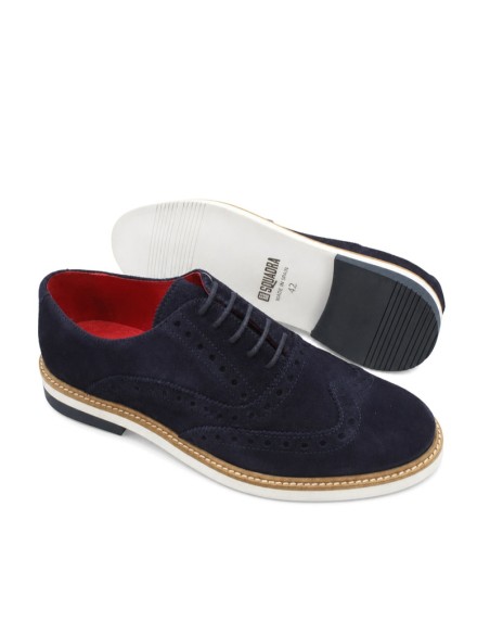 Zapatos azul marino hombre estilo brogue con suela combinada