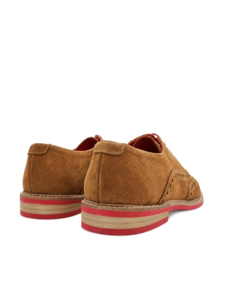 Zapato hombre de serraje con suela roja detalle