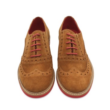 Zapato hombre camel con cordones e interior de piel