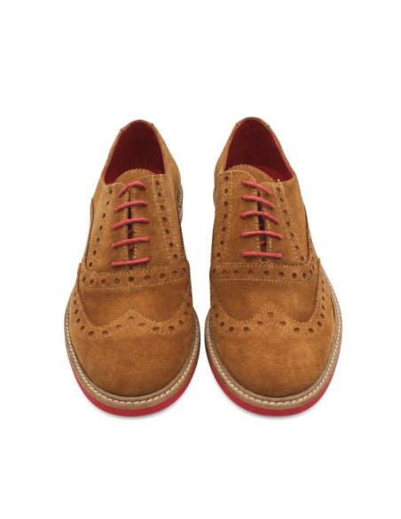 Zapato hombre camel con cordones e interior de piel