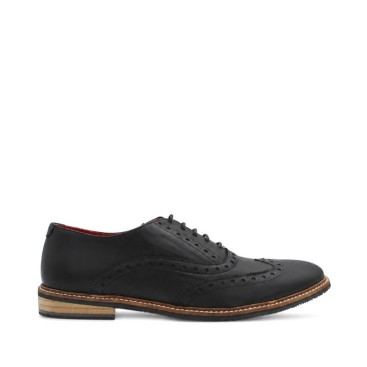 Zapatos brogue negros de piel para hombre