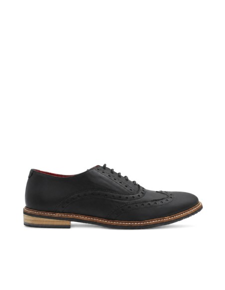 Zapatos brogue negros de piel para hombre