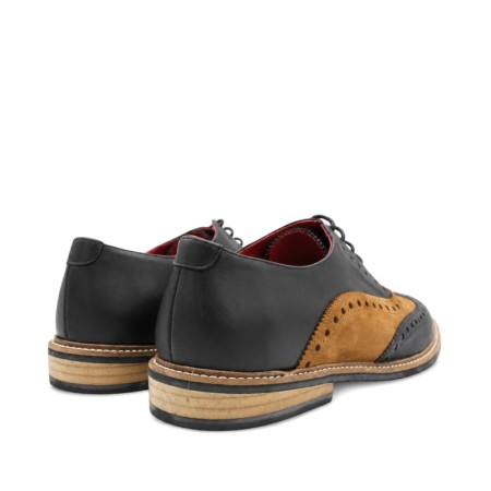 Zapatos Oxford hombre con reborde efecto madera y pespunte visto
