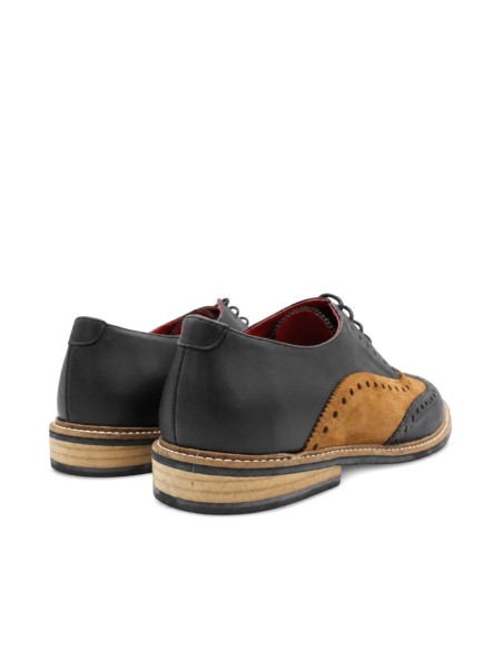 Zapatos Oxford hombre con reborde efecto madera y pespunte visto