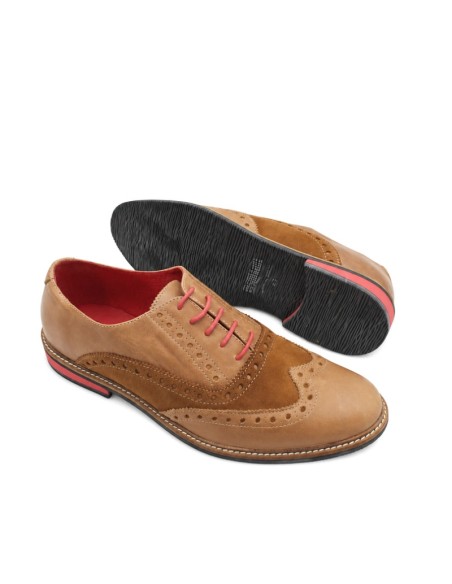 zapato derby brogue hombre con suela de goma