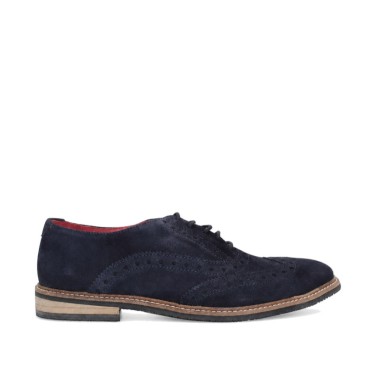 Zapatos oxford full brogue azul marino de serraje para hombre