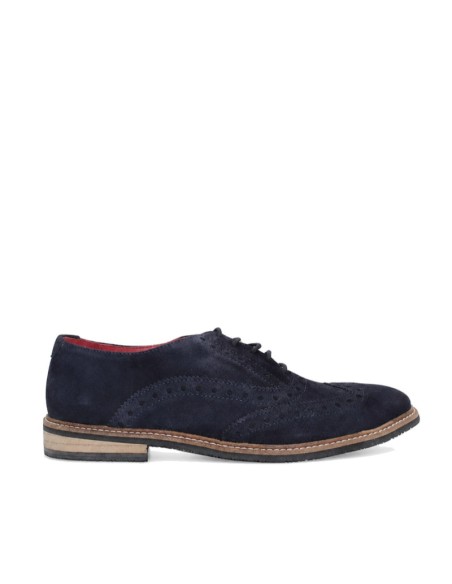 Zapatos oxford full brogue azul marino de serraje para hombre