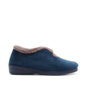 zapatillas de casa para mujer de invierno con cuña baja azul marino
