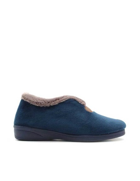 zapatillas de casa para mujer de invierno con cuña baja azul marino