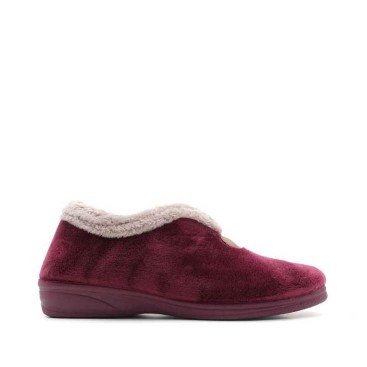 zapatillas de estar por casa cuña color burdeos