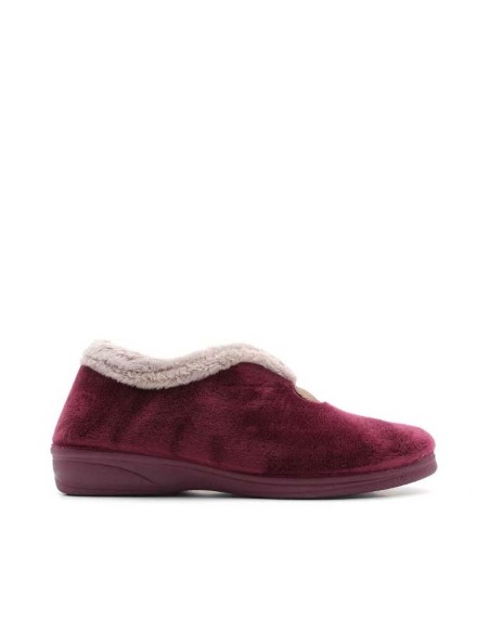 zapatillas de estar por casa cuña color burdeos
