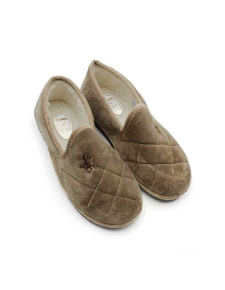 Zapatillas de casa pelo hombre beige cerradas con diseño acolchado