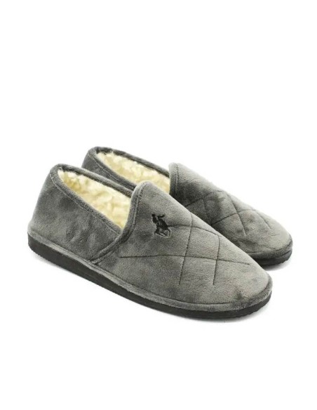 Zapatilla casa cerrada hombre gris con interior de pelo